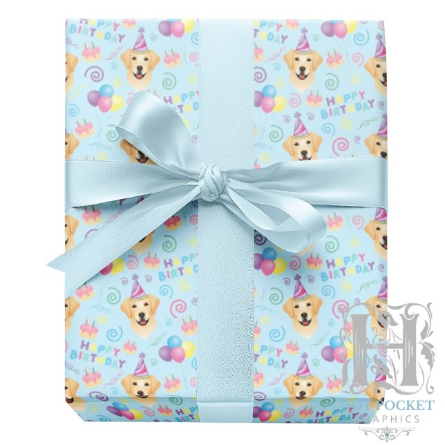 Labrador Retriever Wrapping Paper in Blue (Creator Uploaded)