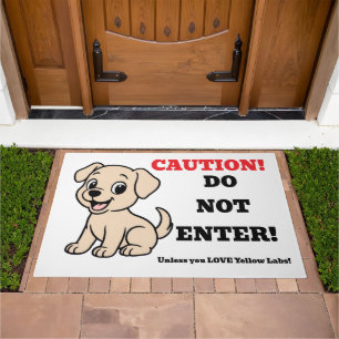 Labrador Retriever Yellow Cartoon Sitting Doormat