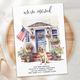 Labrador Retriever Yellow Dog Patriotic Pet Moving Announcement