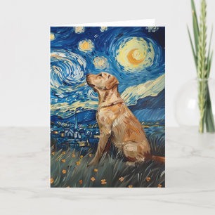 Labrador Retriever Yellow Lab Dog Starry Night Card