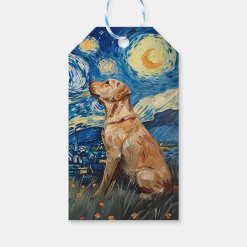 Labrador Retriever Yellow Lab Dog Starry Night Gift Tags