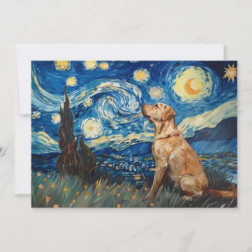 Labrador Retriever Yellow Lab Dog Starry Night Invitation