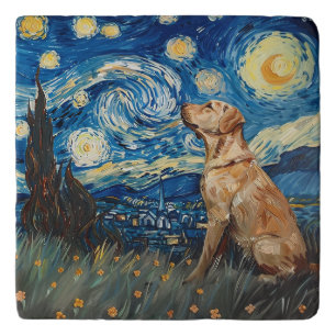 Labrador Retriever Yellow Lab Dog Starry Night Trivet