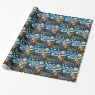Labrador Retriever Yellow Lab Dog Starry Night Wrapping Paper