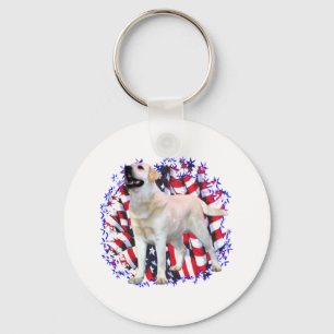 Labrador Retriever (yellow) Patriot Keychain