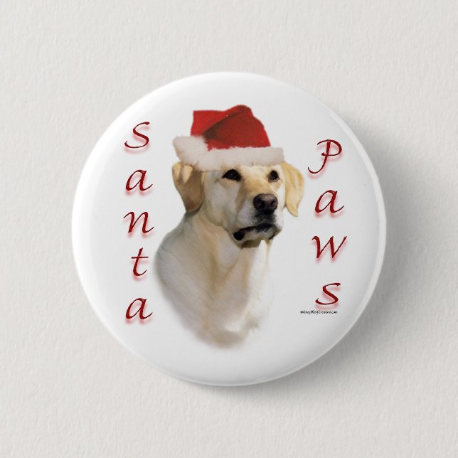 Labrador Retriever (yellow) Santa Paws Button (Front)
