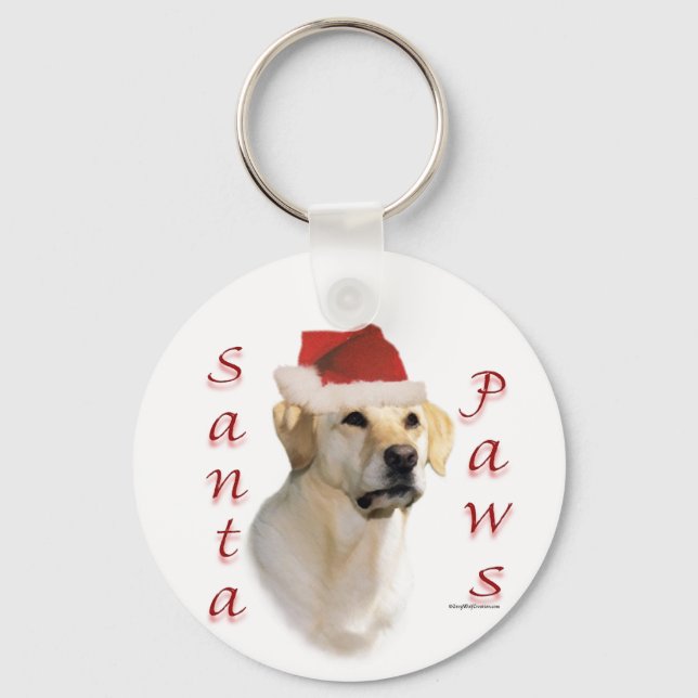 Labrador Retriever (yellow) Santa Paws Keychain (Front)