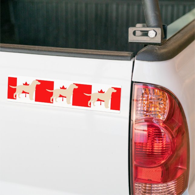 Labrador Retriever Yellow Silhouette on Flag Bumper Sticker (On Truck)