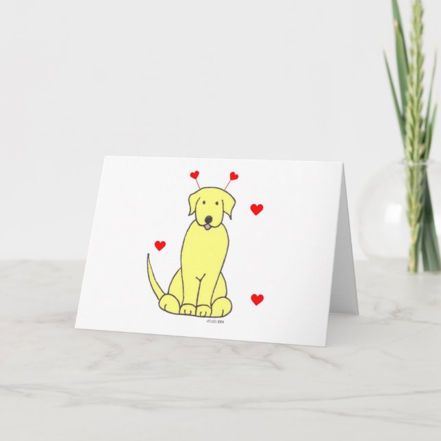 Labrador Retriever Yellow Valentine Ears Card (Front)