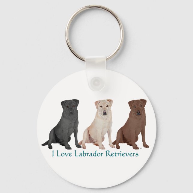 Labrador Retrievers - 3 Colors to Love Keychain (Front)