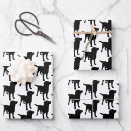 Labrador Retrievers Black Dog Pattern Wrapping Paper Sheets