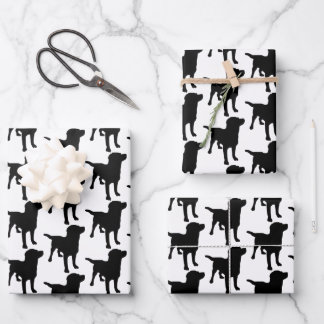 Labrador Retrievers Black Dog Pattern Wrapping Paper Sheets