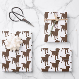 Labrador Retrievers Chocolate Dog Pattern Wrapping Paper Sheets