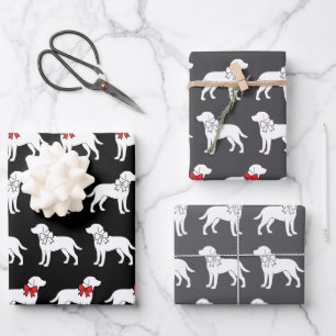 Labrador Retrievers Dog Gift Bow Pattern Wrapping Paper Sheets