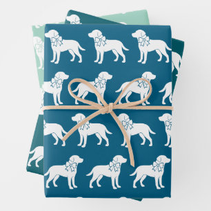 Labrador Retrievers Dog Gift Bow Pattern Wrapping Paper Sheets