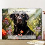 Labrador Retrievers Floral  Calendar<br><div class="desc">A charming and delightful calendar with heartwarming images of adorable Labrador Retrievers complemented by a vibrant array of pretty flowers.  A visual treat for dog lovers and flower enthusiasts alike,  and a wonderful gift for Lab owners.</div>