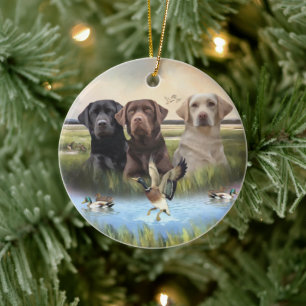 Labrador Retrievers, (Hunting dogs) Ceramic Ornament