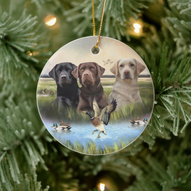 Labrador Retrievers, (Hunting dogs)  Ceramic Ornament (Tree)