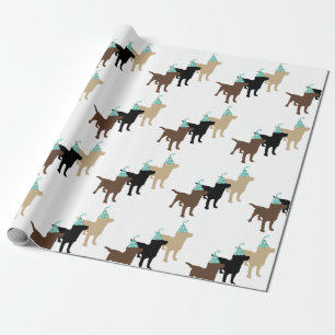 Labrador Retrievers In Birthday Party Hat Wrapping Paper