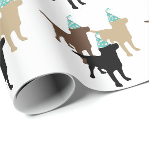 Labrador Retrievers In Birthday Party Hat Wrapping Paper