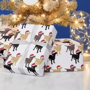 Labrador Retrievers In Santa Hat Christmas Wrapping Paper