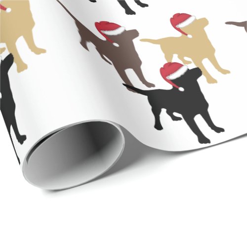 Labrador Retrievers In Santa Hat Christmas Wrapping Paper