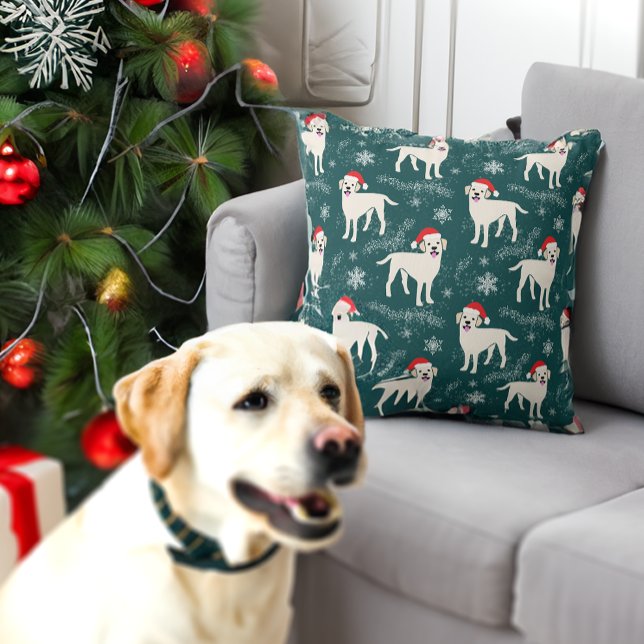 Labrador Retrievers in the Snow Christmas Throw Pillow (Creator Uploaded)