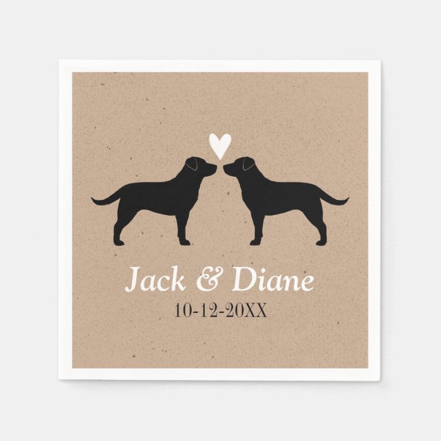 Labrador Retrievers Wedding Couple Personalized Paper Napkins (Front)