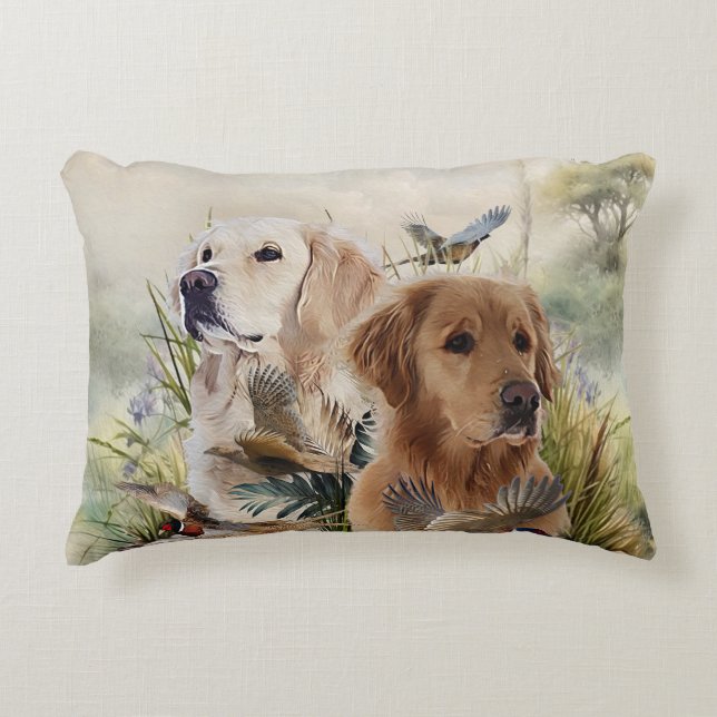 Labrador Retrievers with Pheasant ,Art  Accent Pillow (Front)