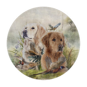 Labrador Retrievers with Pheasant ,Art  Cutting Board