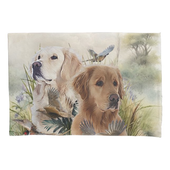 Labrador Retrievers with Pheasant ,Art  Pillow Case (Front)