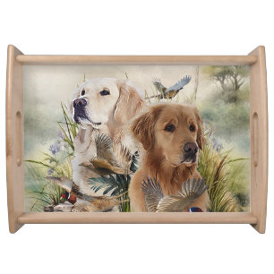 Labrador Retrievers with Pheasant ,Art Serving Tray