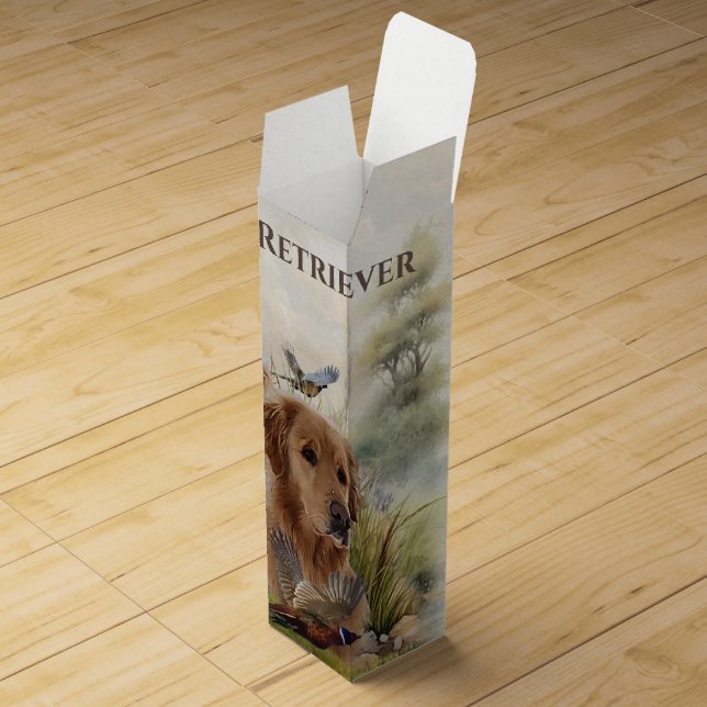 Labrador Retrievers with Pheasant ,Art  Wine Box (Opened)