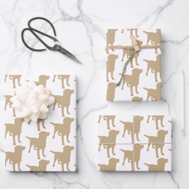 Labrador Retrievers Yellow Dog Pattern Wrapping Paper Sheets (Front)