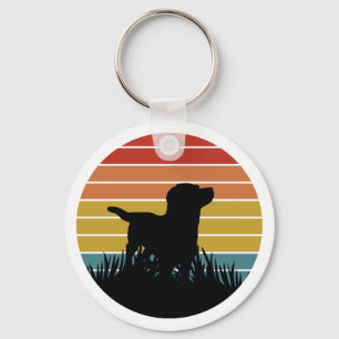Labrador Retro Sunset Keychain