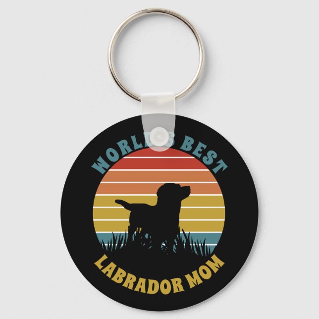 Labrador Retro Sunset Personalized Keychain (Front)
