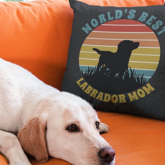 Labrador Retro Sunset Personalized Throw Pillow (Creator Uploaded)