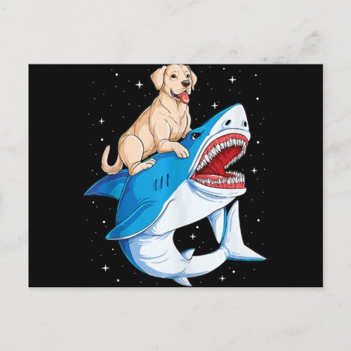 Labrador Riding Shark Jawsome Dog Lover Gifts Holiday Postcard