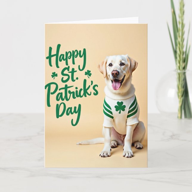 Labrador Shamrock Glitter Texture Card (Front)