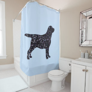 Labrador Silhouette Glitter - Cute Dog - Black Lab Shower Curtain