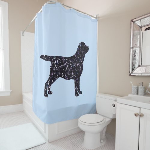Labrador Silhouette Glitter _ Cute Dog _ Black Lab Shower Curtain