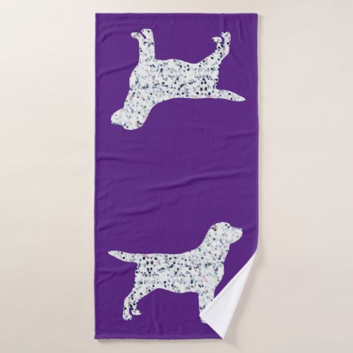 Labrador Silhouette Glitter _ Cute Dog Yellow Lab Bath Towel