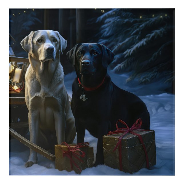 Labrador Snowy Sleigh Christmas Decor  (Front)