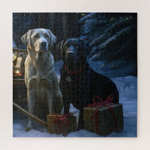 Labrador Snowy Sleigh Christmas Decor  Jigsaw Puzzle