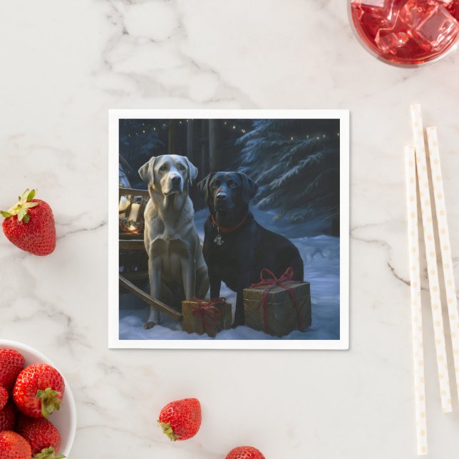 Labrador Snowy Sleigh Christmas Decor  Napkins (Insitu)