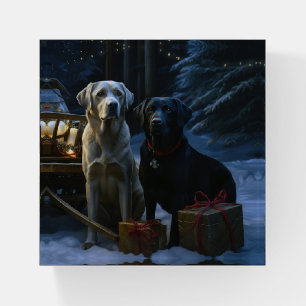 Labrador Snowy Sleigh Christmas Decor Paperweight