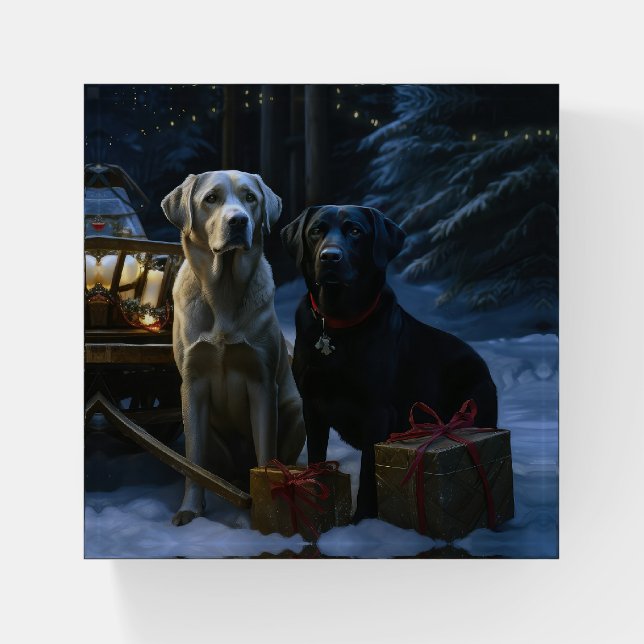 Labrador Snowy Sleigh Christmas Decor  Paperweight (Front)