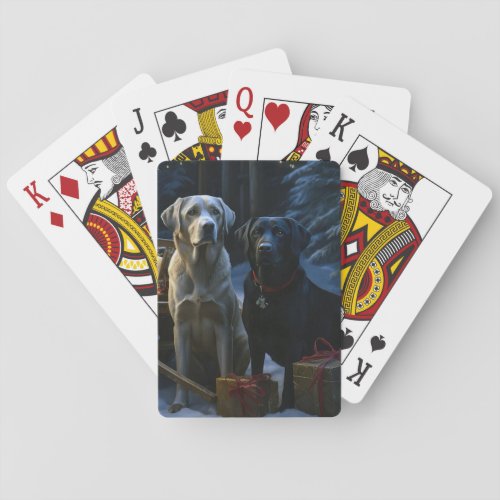 Labrador Snowy Sleigh Christmas Decor  Poker Cards