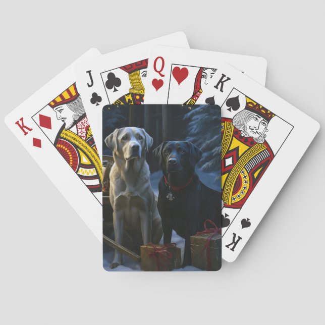 Labrador Snowy Sleigh Christmas Decor  Poker Cards (Back)