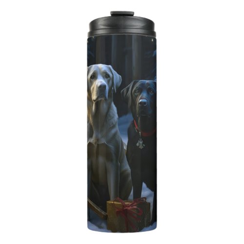 Labrador Snowy Sleigh Christmas Decor  Thermal Tumbler